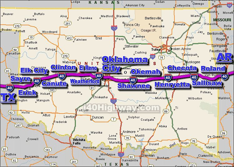 Interstate 40 Oklahoma Freeway Traffic Map