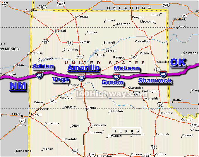 Interstate 40 Texas Freeway Traffic Map